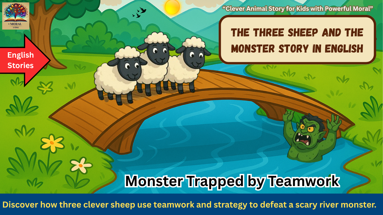 The Three Sheep and the Monster Story in English - Monster Trapped by Teamwork