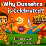 Why Dussehra is celebrated – symbolic artwork showing Ravana’s ten heads as inner demons like pride, lust, and ignorance