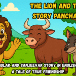Pinglak and Sanjeevak Story in English – The Lion and the Bull Story Panchatantra friendship illustration