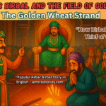 Akbar Birbal and the Field of Gold Story thumbnail – The Golden Wheat Strand – How Birbal caught the thief of gold, best Akbar Birbal moral story in English.