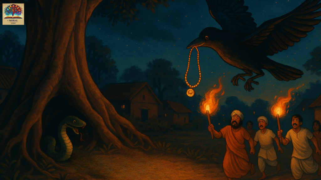 The-Crow-and-the-Snake-Story-in-English-The-Final-Trap-1024x576 crow and snake story | The Clever Crow Story in English | crow and snake story with moral in English