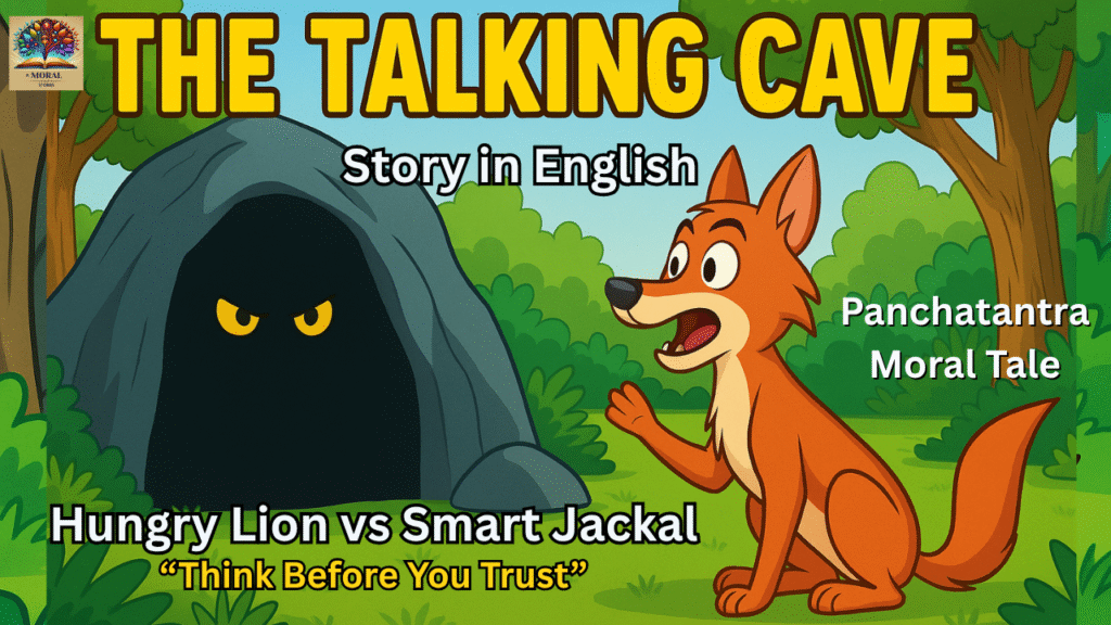 The-Talking-Cave-Story-in-English-Thumbnail-Panchtantra-Moral-Tale-1024x576 The Talking Cave Story in English – A Clever Jackal Outsmarts the Hungry Lion | Panchatantra Moral Tale