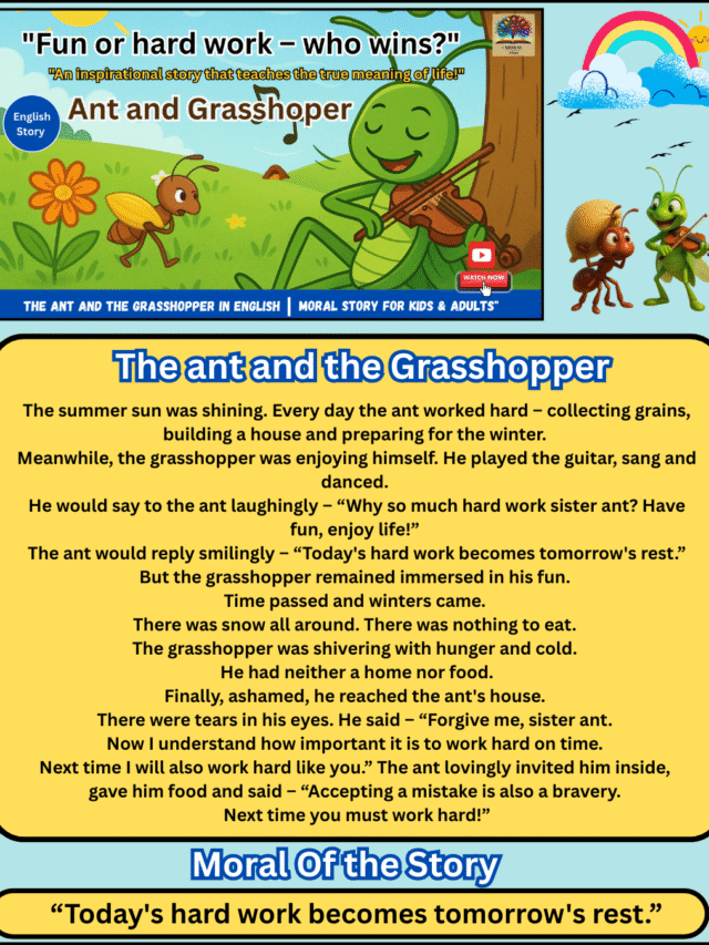 The Ant and the Grasshopper | Short Moral Story in English