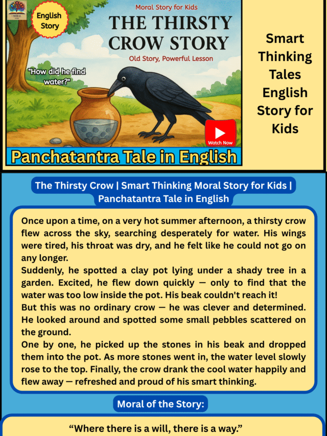 The thirsty crow short written story With Moral in English
