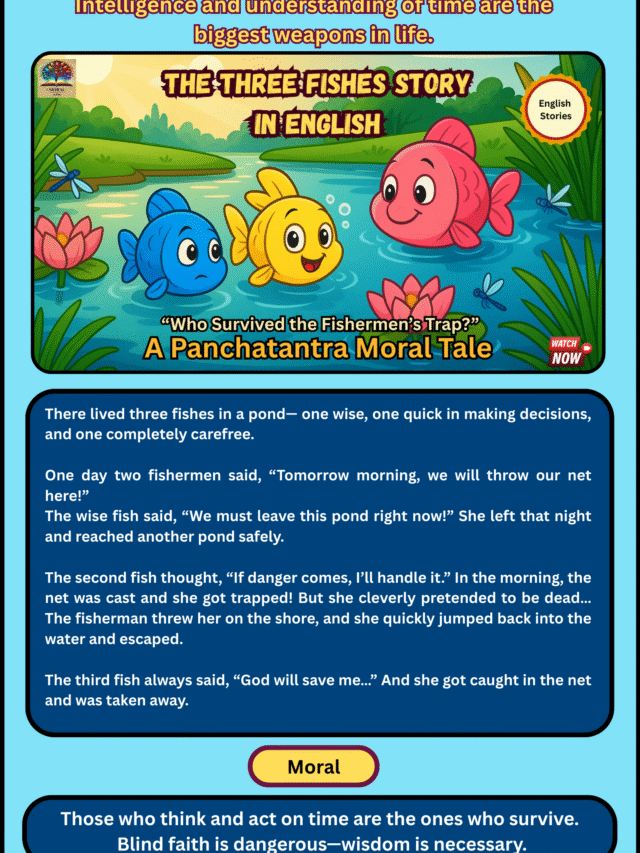 The Three Fishes Short Story – Panchatantra Moral Tale (English Web Story)