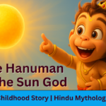 Little Hanuman and the Sun God story thumbnail showing young Hanuman pointing happily at the glowing Sun