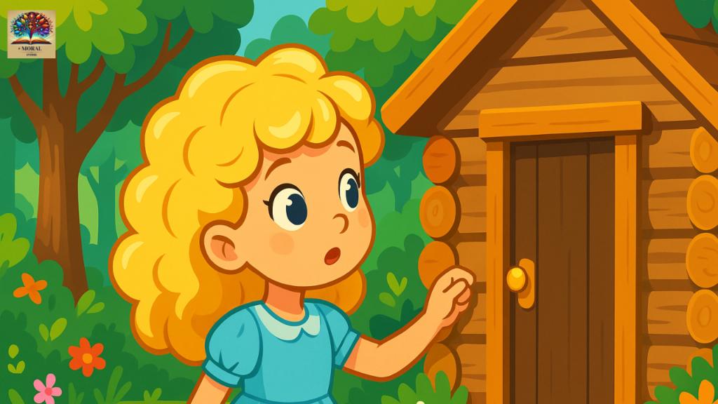 Goldilocks-and-the-Three-Bears-Short-Story-Goldilocks-slowly-pushing-open-a-cottage-door-looking-curious-cartoon-story-style-1024x576 Goldilocks and the Three Bears Short Story in English | Fairy Tale for Kids with Pictures, Summary and Moral Lesson