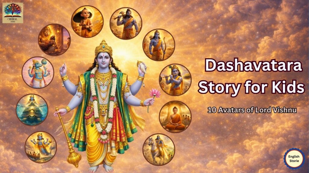 Dashavatara-Story-for-Kids-in-English-–-10-Avatars-of-Lord-Vishnu-1024x576 Dashavatara Story for Kids in English: 10 Divine Avatars of Lord Vishnu with Powerful Moral Lessons