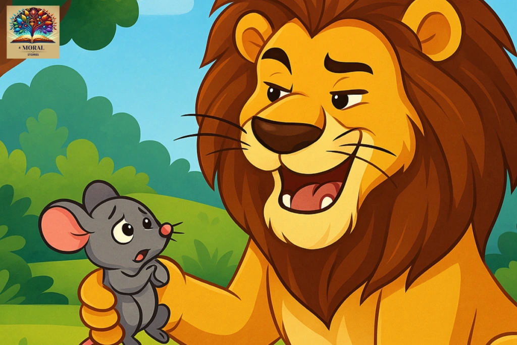 Mouse-pleads-for-life-in-this-emotional-moment-from-The-Lion-and-the-Mouse-story-1024x683-5 The Lion and the Mouse Story with Moral – A Powerful Lesson About Kindness