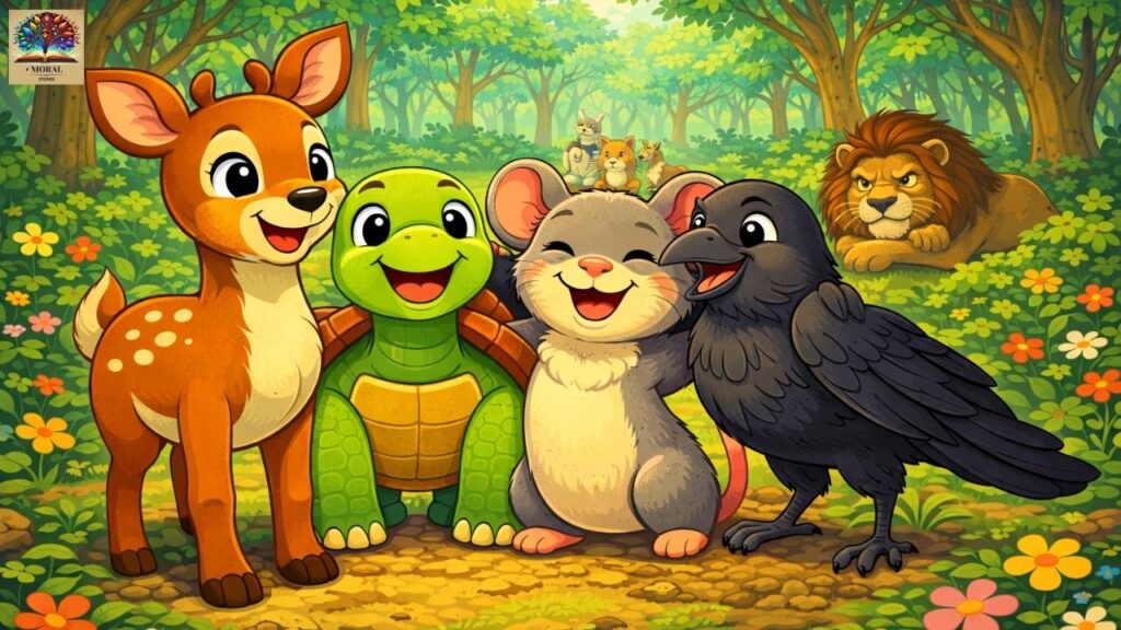 four-friends-animal-story-with-moral-victory-of-friendship-scene-1024x576 Powerful Life Lessons from Four Friends Animal Story with Moral | Best Kids Moral Story