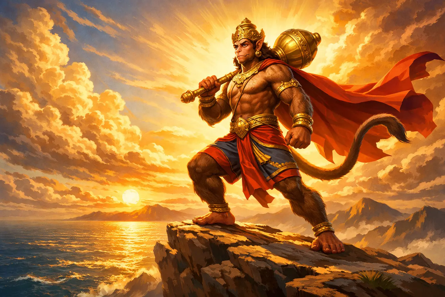 hanuman motivational story showing self belief before crossing the ocean