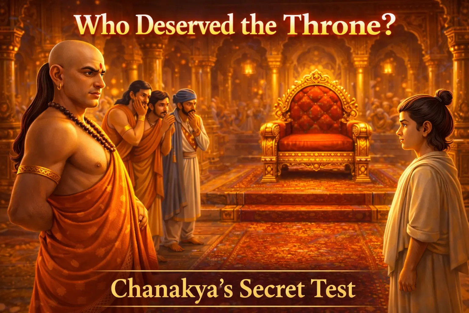Chanakya and the empty throne test story illustration