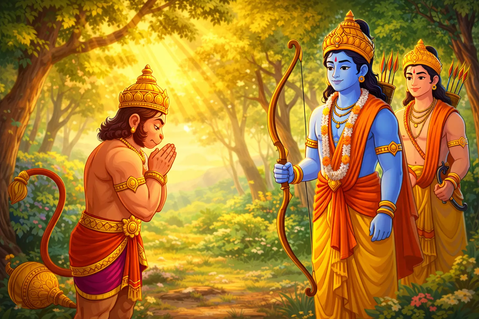 Lord Hanuman meets Lord Rama for the first time in the forest