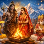 Marriage of Lord Shiva and Goddess Parvati - Divine wedding of Lord Shiva and Goddess Parvati with celestial gathering