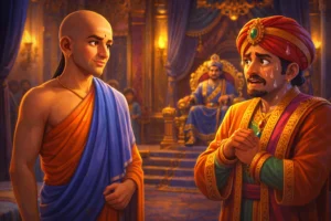 Tenali Raman Exposed a Liar Without Saying a Word - Tenali Raman silently confronting a nervous merchant in a royal court