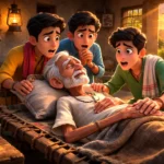 The Farmer and His Sons - Old farmer telling his sons about hidden treasure in emotional village scene