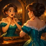 The Necklace – A Story with a Shocking Twist - Elegant woman in vintage Paris room looking shocked after realizing her necklace is missing