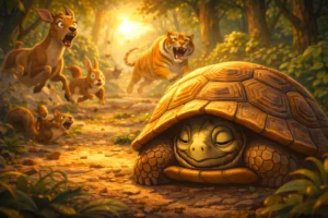 The Tortoise Who Learned to Hide at the Right Time