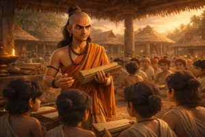 Who Was Chanakya Before Magadha - Chanakya teaching at Takshashila before Magadha, symbol of intelligence, discipline, and ancient Indian wisdom