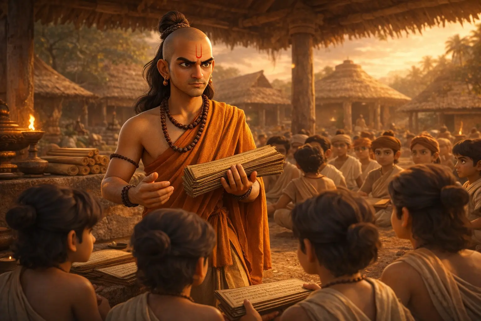 Who Was Chanakya Before Magadha - Chanakya teaching at Takshashila before Magadha, symbol of intelligence, discipline, and ancient Indian wisdom