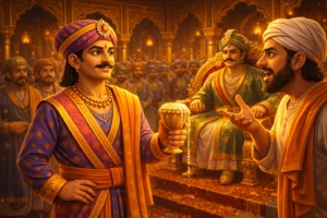 birbal-teaches-silence-to-proud-scholar-story-illustration-in-royal-court-300x200 Why Chanakya Chose Chandragupta: The Tests That Revealed a Future Emperor