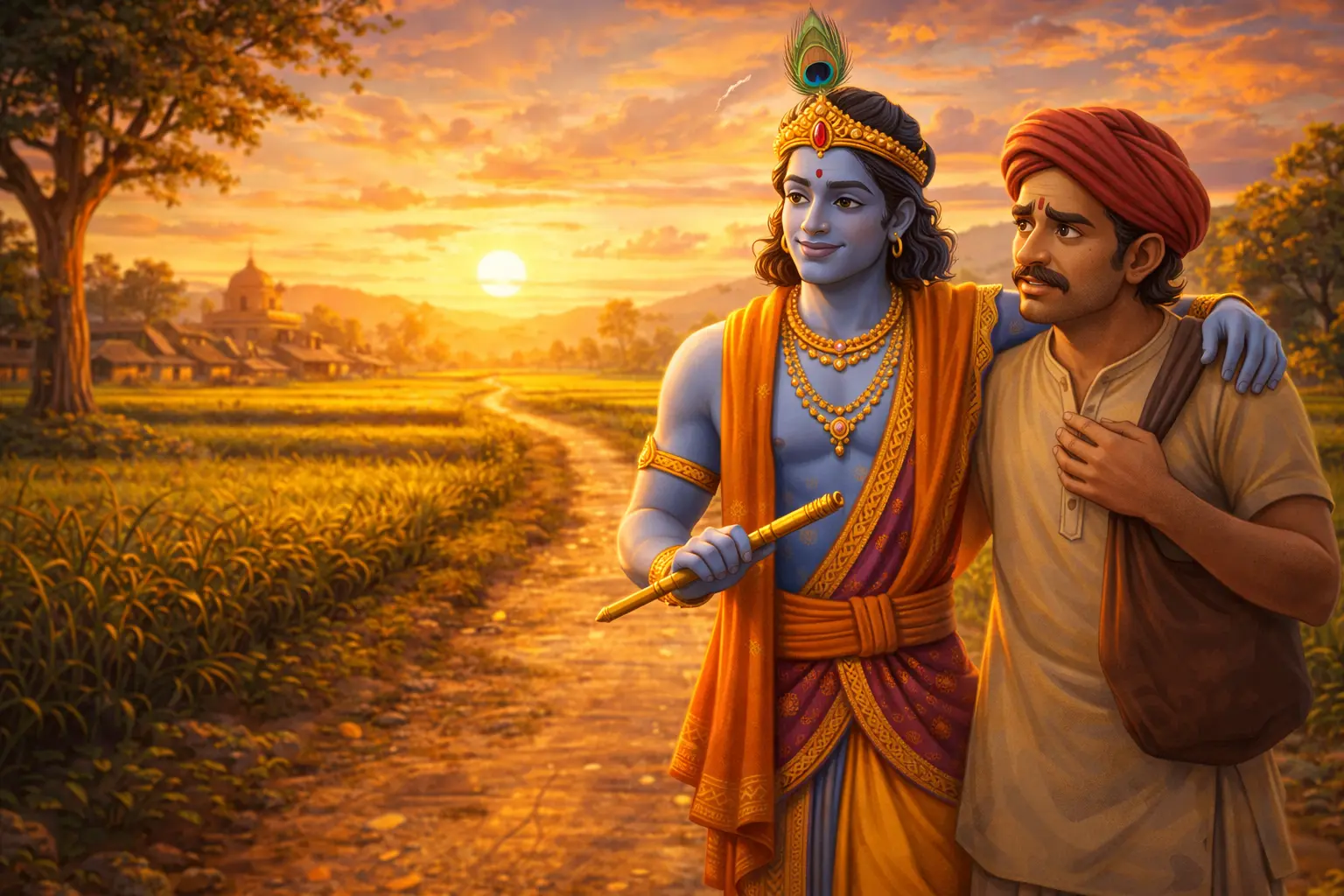 krishna and the man who wanted immediate results story illustration