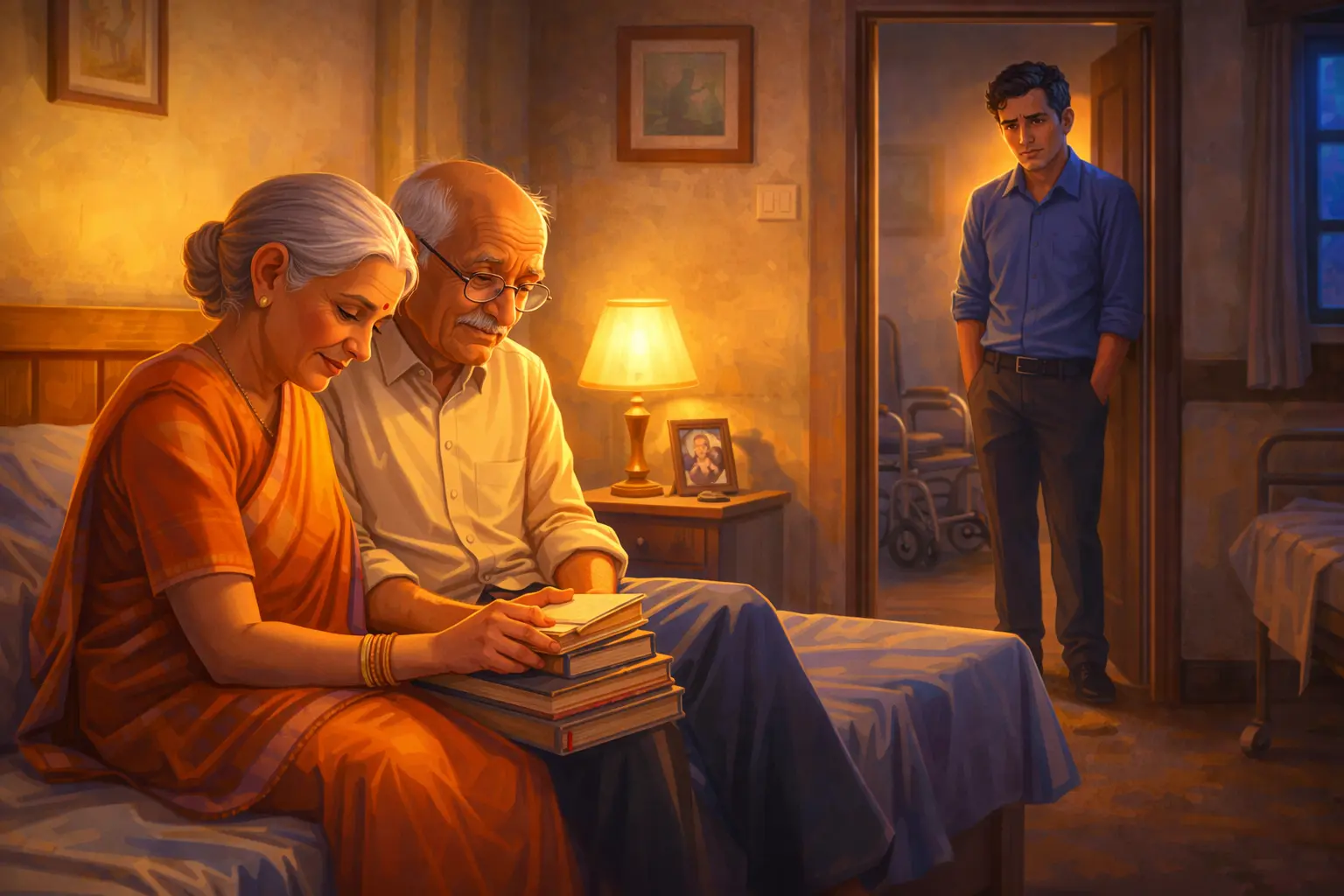 old age parents story elderly couple and regretful son in emotional scene