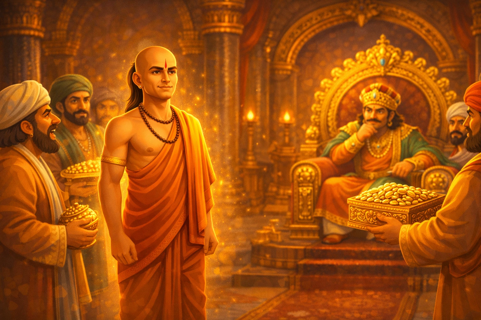 tenali raman invisible gift story illustration in royal court