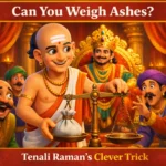 Tenali Raman and the Weight of Ashes story illustration in King Krishnadevaraya’s royal court