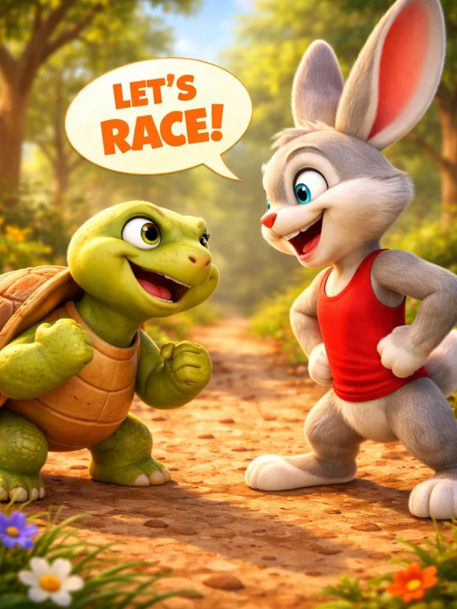 Tortoise and Hare Story in 10 Lines | Slow and Steady Wins the Race