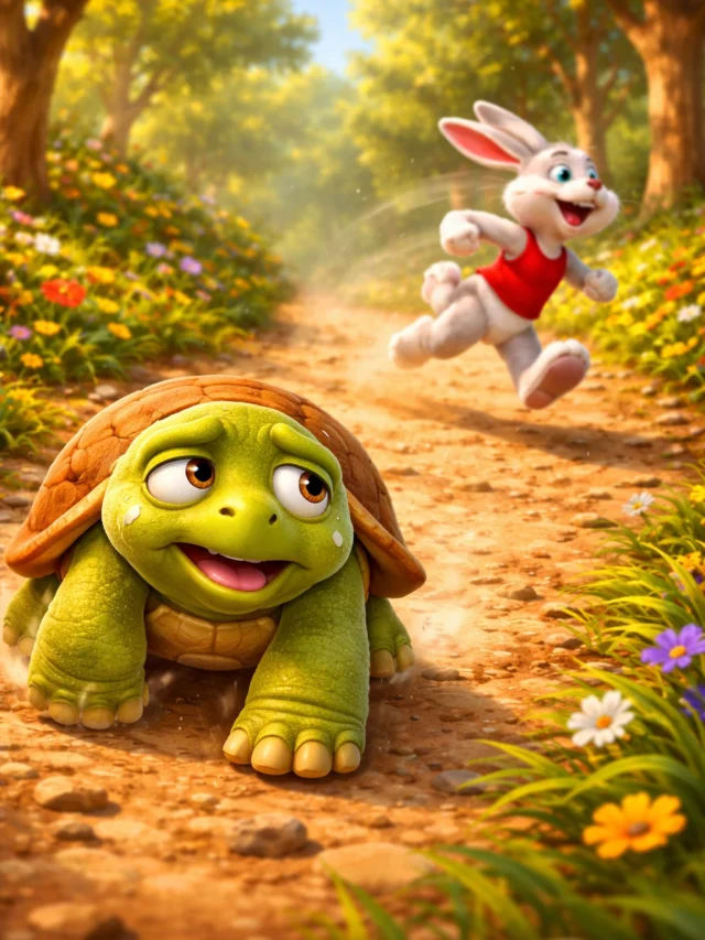 કાચબો અને સસલુંની વાર્તા (10 Lines) | Slow and Steady Wins the Race