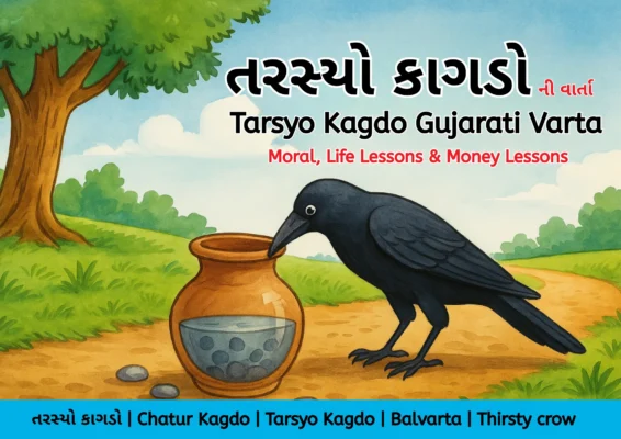 તરસ્યો-કાગડો-વાર્તા-ગુજરાતી-માં-thirsty-crow-story-in-gujarati-with-moral-566x400 🐦 તરસ્યો કાગડો વાર્તા ગુજરાતી માં નૈતિક શીખ સાથે | જીવન પાઠ અને પૈસાની સમજ
