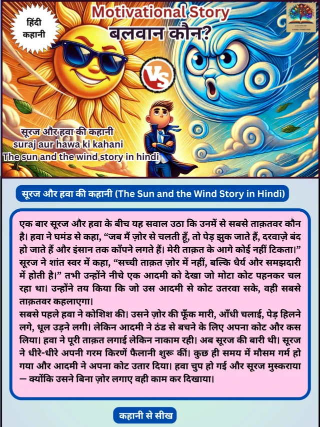 सूरज और हवा की कहानी – कौन है ज्यादा ताकतवर? | Sun vs wind Short Story in hindi