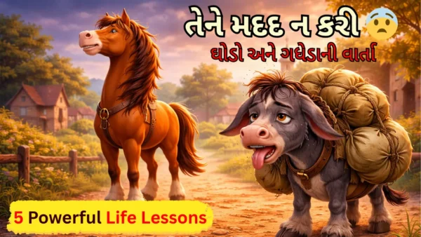 ઘોડો-અને-ગધેડાની-વાર્તા-ગુજરાતીમાં-horse-donkey-moral-story-image-600x338 ઘોડો અને ગધેડાની વાર્તા નૈતિક શિક્ષા સાથે – 5 Powerful Lessons જે તમારી વિચારધારા બદલી દેશે