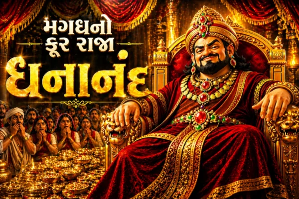 મગધનો રાજા ધનાનંદ કોણ હતો દર્શાવતું ઐતિહાસિક ચિત્ર