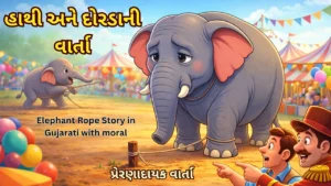 હાથી અને દોરડાની વાર્તા – Elephant Rope Story in Gujarati with moral showing elephant tied with rope motivational story