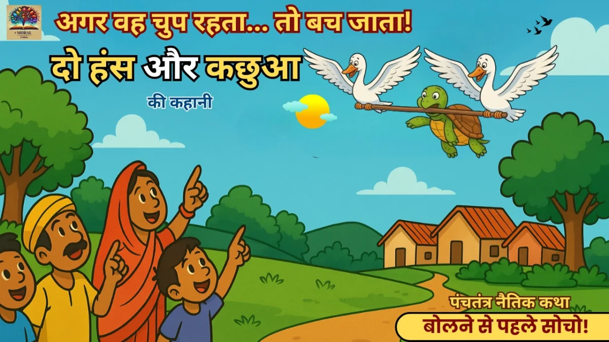 दो-हंस-और-कछुआ-की-कहानी-The-Two-Swans-and-a-Turtle-Story-in-Hindi-thumbnail-1200x675 🦢 दो हंस और कछुआ की कहानी | 7 सीख देने वाली पंचतंत्र नैतिक कहानी