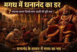 मगध में धनानंद का डर और भयभीत प्रजा का दृश्य