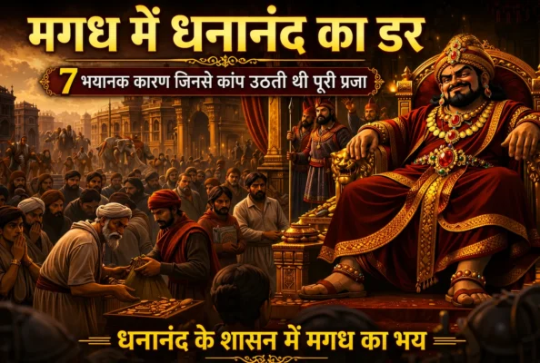 मगध में धनानंद का डर और भयभीत प्रजा का दृश्य