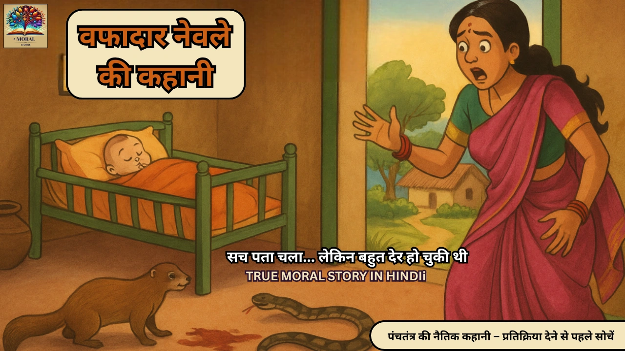 वफादार नेवले की कहानी – पंचतंत्र की नैतिक कहानी का हिंदी थंबनेल नेवले और सांप की कहानी (The Loyal Mongoose Story in Hindi)