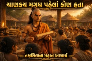 ચાણક્ય મગધ પહેલાં કોણ હતા – તક્ષશિલામાં વિદ્યાર્થીઓને શિક્ષણ આપતા આચાર્ય ચાણક્યનું ઐતિહાસિક દૃશ્ય