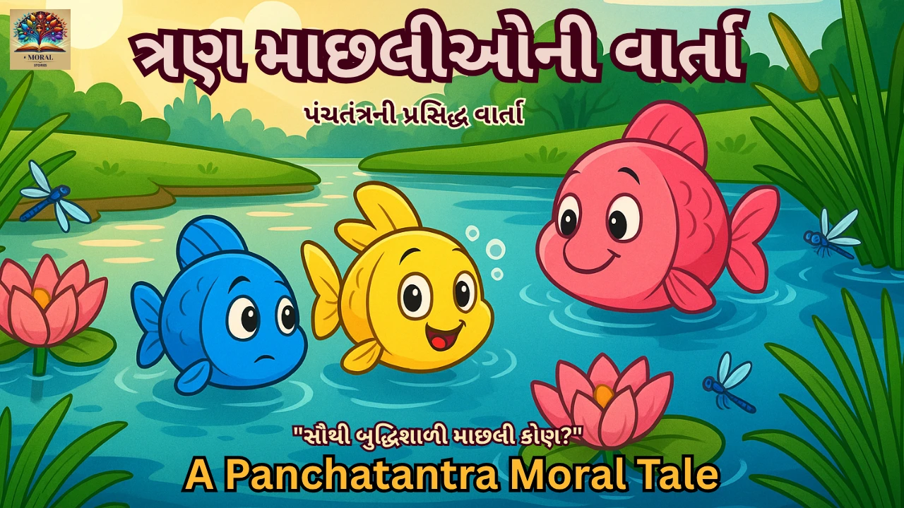 ત્રણ માછલીઓની વાર્તા (Three Fishes Story in Gujarati) પંચતંત્રની પ્રસિદ્ધ ગુજરાતી નૈતિક વાર્તા
