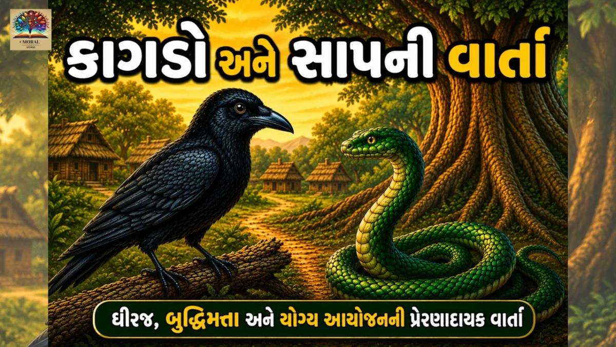 કાગડો-અને-સાપની-વાર્તા-crow-and-snake-story-in-gujarati-1200x675 કાગડો અને સાપની વાર્તા | બુદ્ધિ, ધીરજ અને યોગ્ય આયોજનની પ્રેરણાદાયક પંચતંત્ર વાર્તા