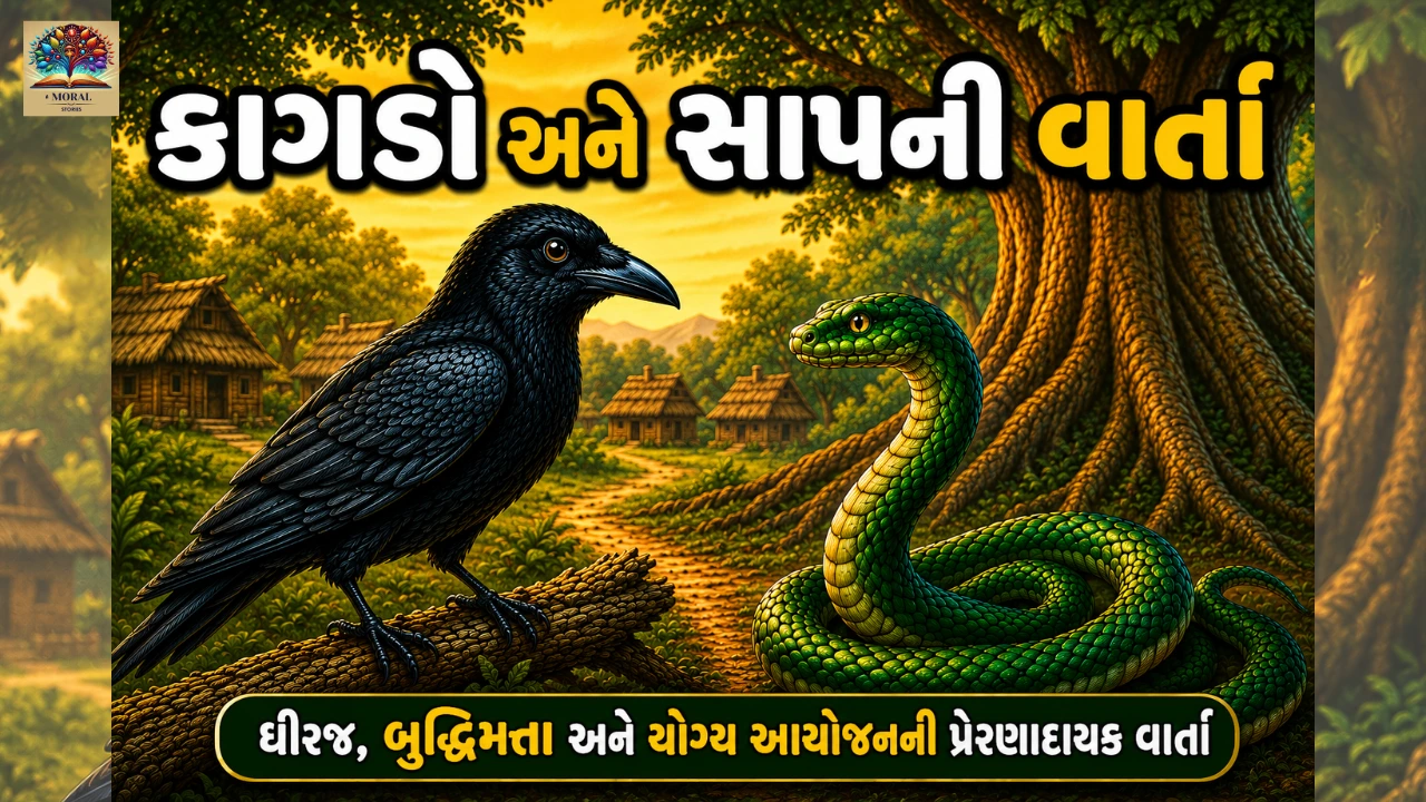 કાગડો અને સાપની વાર્તા (crow and snake story in gujarati)