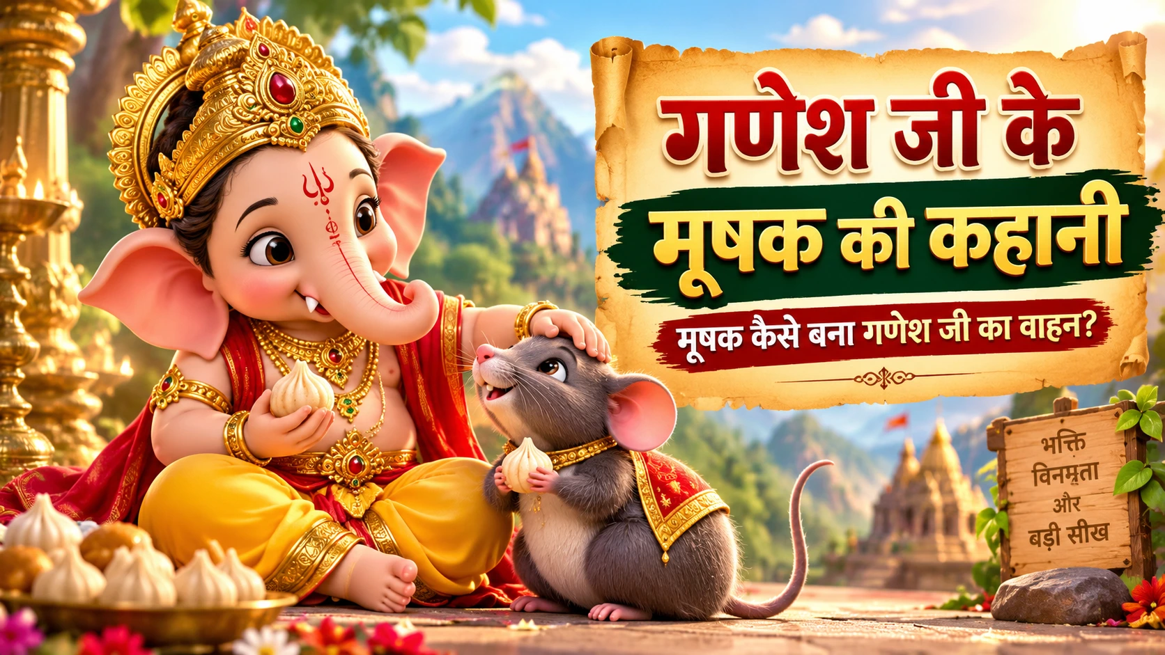 गणेश जी के मूषक की कहानी Ganesh ji mouse story in hindi गणेश और मूषक की कहानी